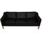 Børge Mogensen 2213 3.seater Sofa in Black Nevada Aniline Leather by Børge Mogensen for Fredericia, Image 3