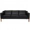 Børge Mogensen 2213 3.seater Sofa in Black Nevada Aniline Leather by Børge Mogensen for Fredericia 1