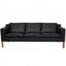 Børge Mogensen 2213 3-Sitzer Sofa aus schwarzem Nevada Anilin Leder von Børge Mogensen für Fredericia 1