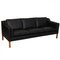 Børge Mogensen 2213 3.seater Sofa in Black Nevada Aniline Leather by Børge Mogensen for Fredericia, Image 5
