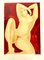 Alain Bonnefoit, Outstretched Nude on a Red Background, 1973, Original Lithograph 1