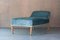 Vintage Chaise Lounge with Sky Blue Velvet Upholstery 2