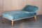 Vintage Chaise Lounge with Sky Blue Velvet Upholstery 1