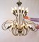 Large Mid-Century 24 Lights Brass Chandelier from Stilnovo, Italy, 1950s 6