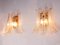 Vintage Petal Wall Sconces in Amber and Clear Murano Glass, Italy, 1970s, Set of 2 2