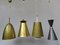 Lacquered Alumnium and Brass Ceiling Lamps, 1950s, Set of 4 1