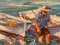 Avel, Recogiendo Las Barcas, 2023, óleo sobre lienzo, enmarcado, Imagen 4