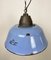 Lámpara colgante industrial de hierro fundido y esmalte azul, años 60, Imagen 9