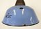 Lámpara colgante industrial de hierro fundido y esmalte azul, años 60, Imagen 4