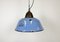 Lámpara colgante industrial de hierro fundido y esmalte azul, años 60, Imagen 2