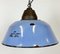 Lámpara colgante industrial de hierro fundido y esmalte azul, años 60, Imagen 6