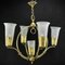 Art Deco Ceiling Lamp with Large Glass Tulips, 1930s 2
