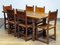 Swedish Folk Art Farm County Dining Table in Pine with Six Chairs in Leather, 1890s, Set of 7 5