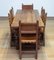 Swedish Folk Art Farm County Dining Table in Pine with Six Chairs in Leather, 1890s, Set of 7 7