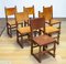 Folk Art Farm County Swedish Dining Chairs in Pine and Tan Leather, 1890s, Set of 6 6