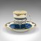 Tazas y platillos ingleses vintage de cerámica y plata, años 30. Juego de 4, Imagen 5