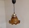 Vintage German Ceiling Lamp with Yellow-Brown Patterned Glass Screen by Peill & Putzler, 1970s 1