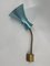 Vintage Wandlampe mit Schwanenhals und blauem Metallschirm, 1950 1