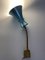 Lampada da parete vintage a collo di cigno con schermo blu metallizzato, 1950, Immagine 3