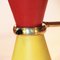 French Red & Yellow Diabolo Wall Lamp, 1950s 6