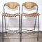 Wrought Iron, Wicker and Wood Slatted Bar Stools by Arthur Umanoff for Raymor, 1950s, Set of 2, Image 1