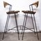 Wrought Iron, Wicker and Wood Slatted Bar Stools by Arthur Umanoff for Raymor, 1950s, Set of 2, Image 5