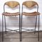Wrought Iron, Wicker and Wood Slatted Bar Stools by Arthur Umanoff for Raymor, 1950s, Set of 2, Image 4
