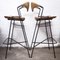 Wrought Iron, Wicker and Wood Slatted Bar Stools by Arthur Umanoff for Raymor, 1950s, Set of 2, Image 2