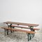 Vintage German Beer Hall Table and Benches, Set of 3 1