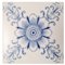 Art Deco White and Blue Flower Glazed Tiles by Le Glaive, 1920 1