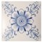 Art Deco White and Blue Flower Glazed Tiles by Le Glaive, 1920, Image 1