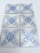 Art Deco White and Blue Flower Glazed Tiles by Le Glaive, 1920 4