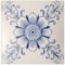 Art Deco White and Blue Flower Glazed Tiles by Le Glaive, 1920 2