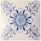 Art Deco White and Blue Flower Glazed Tiles by Le Glaive, 1920, Image 2