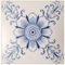 Art Deco White and Blue Flower Glazed Tiles by Le Glaive, 1920 13