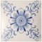 Art Deco White and Blue Flower Glazed Tiles by Le Glaive, 1920, Image 13