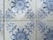 Art Deco White and Blue Flower Glazed Tiles by Le Glaive, 1920 7