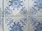 Art Deco White and Blue Flower Glazed Tiles by Le Glaive, 1920, Image 7