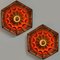 German Orange Hex-Shaped Ceramic Wall Lights, 1970, Set of 2 7