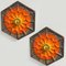 German Orange Hex-Shaped Ceramic Wall Lights, 1970, Set of 2 2