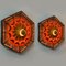 German Orange Hex-Shaped Ceramic Wall Lights, 1970, Set of 2 5