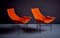 Jerry Johnson zugeschriebene Sessel aus orangefarbenem Canvas, USA, 1950er, 2er Set 8