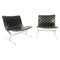 Mid-Century Lounge Chairs in Black Leather attributed to Ross Littell for ICF, Italy, 1970s, Set of 2 1