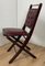 Folding Chair with Leather Seat and Back Craftwork, Italy, 1960s 6
