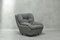 Vintage Fluffy Armchair in Grey Fabric 2