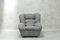Vintage Fluffy Armchair in Grey Fabric 1