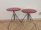 German Red Leather Swivel Filigree Rotating Stools attributed to Hailo 1960s, Set of 2 7