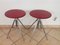 German Red Leather Swivel Filigree Rotating Stools attributed to Hailo 1960s, Set of 2 4