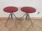German Red Leather Swivel Filigree Rotating Stools attributed to Hailo 1960s, Set of 2, Image 4