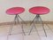 German Red Leather Swivel Filigree Rotating Stools attributed to Hailo 1960s, Set of 2, Image 2